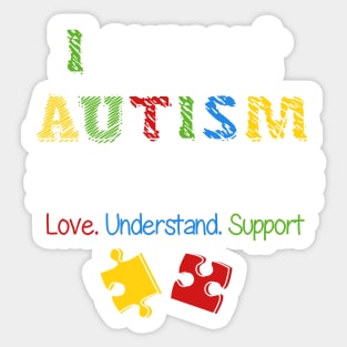 I Support Autism Awareness Puzzle Pieces Sticker